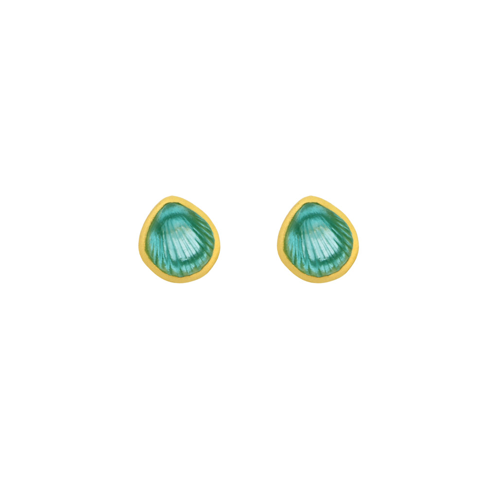 Under the Sea Shell Post Earrings - Teal