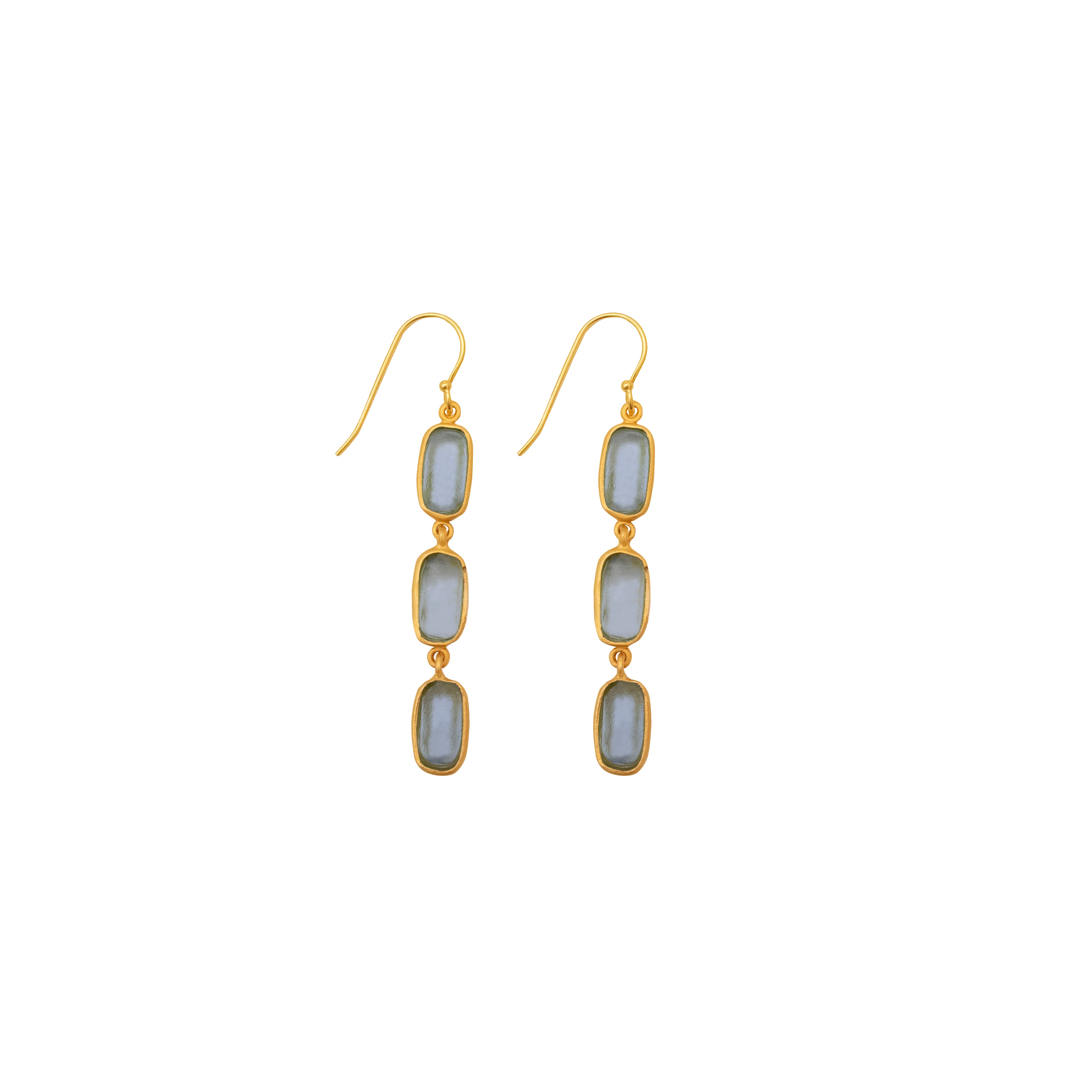 Geo Bubble 3 Drop Wire Earrings - Light Blue