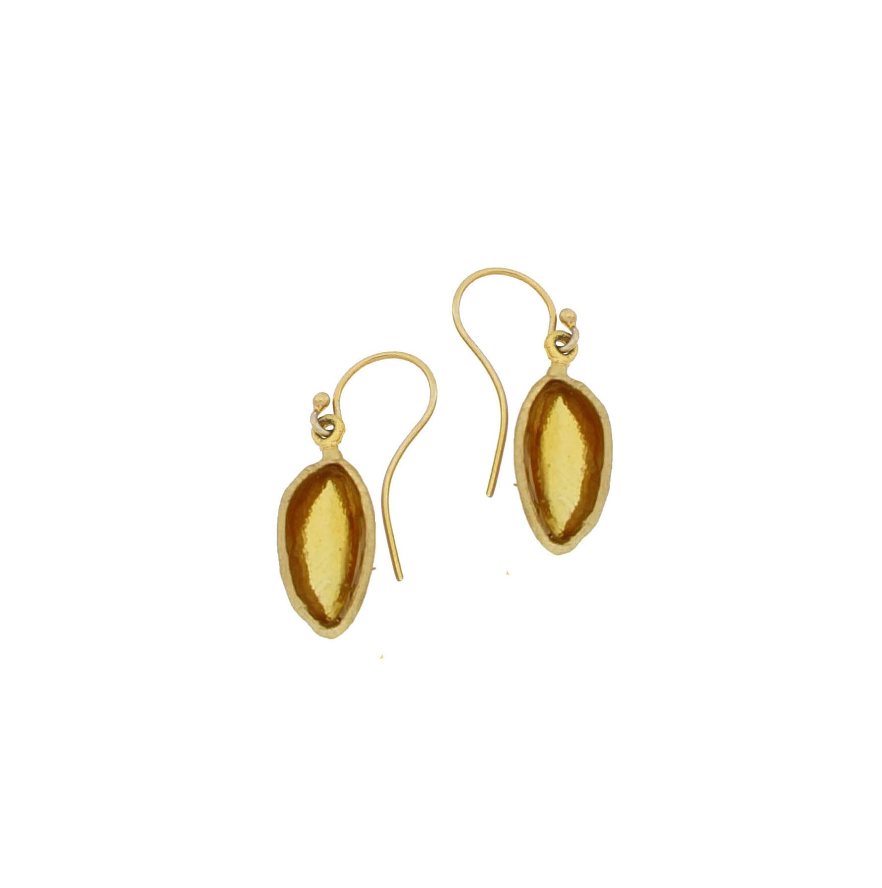 Sage Leaf Wire Earrings - Amber