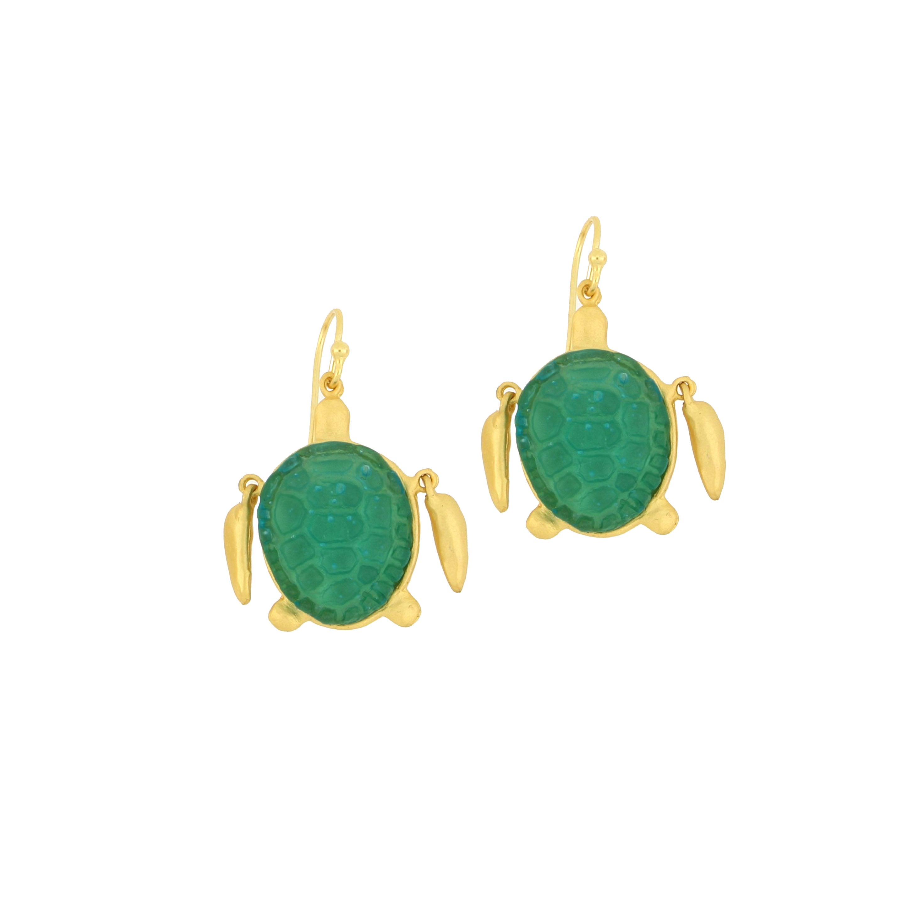 Under the Sea Turtle Wire Earrings - Teal