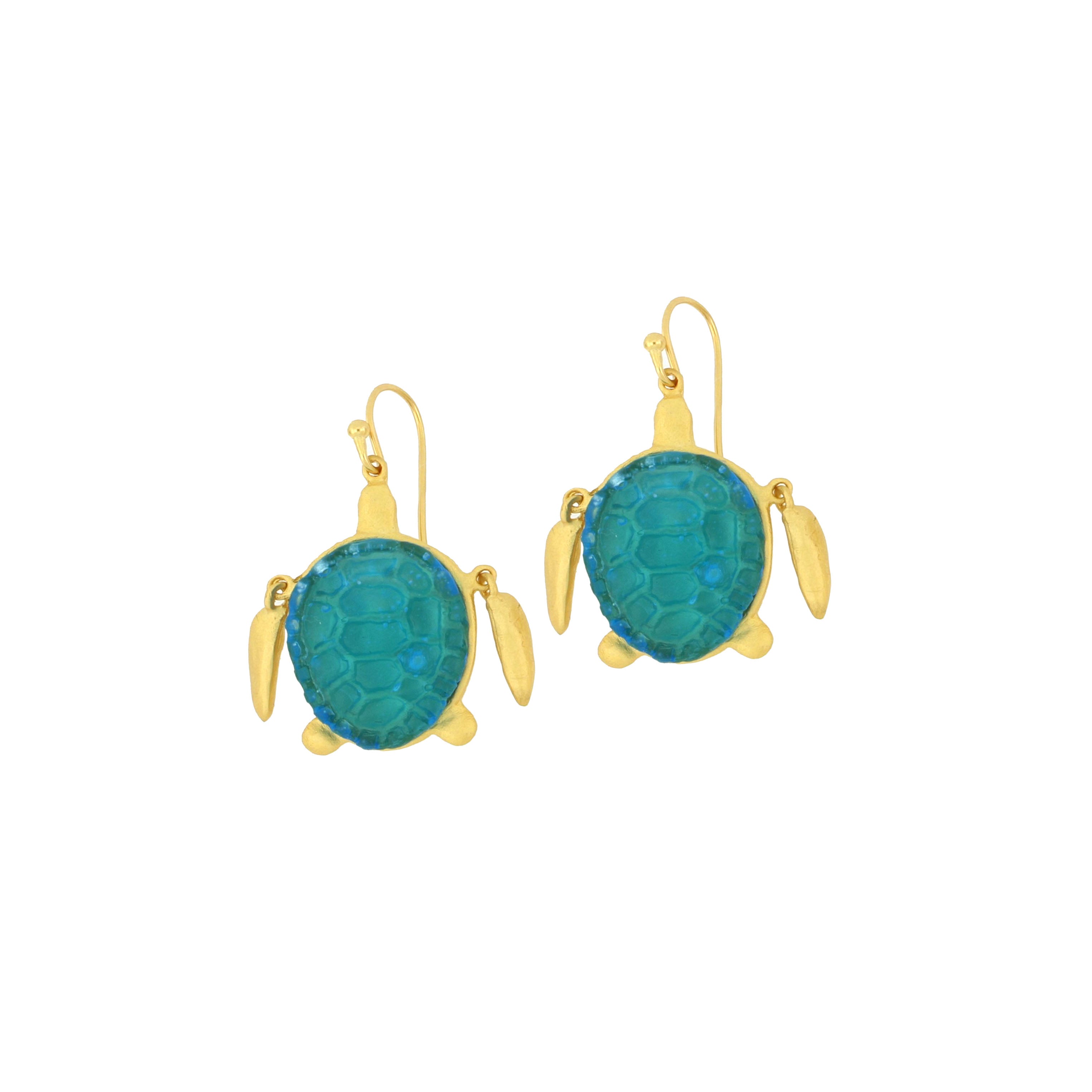 Under the Sea Turtle Wire Earrings - Turquoise