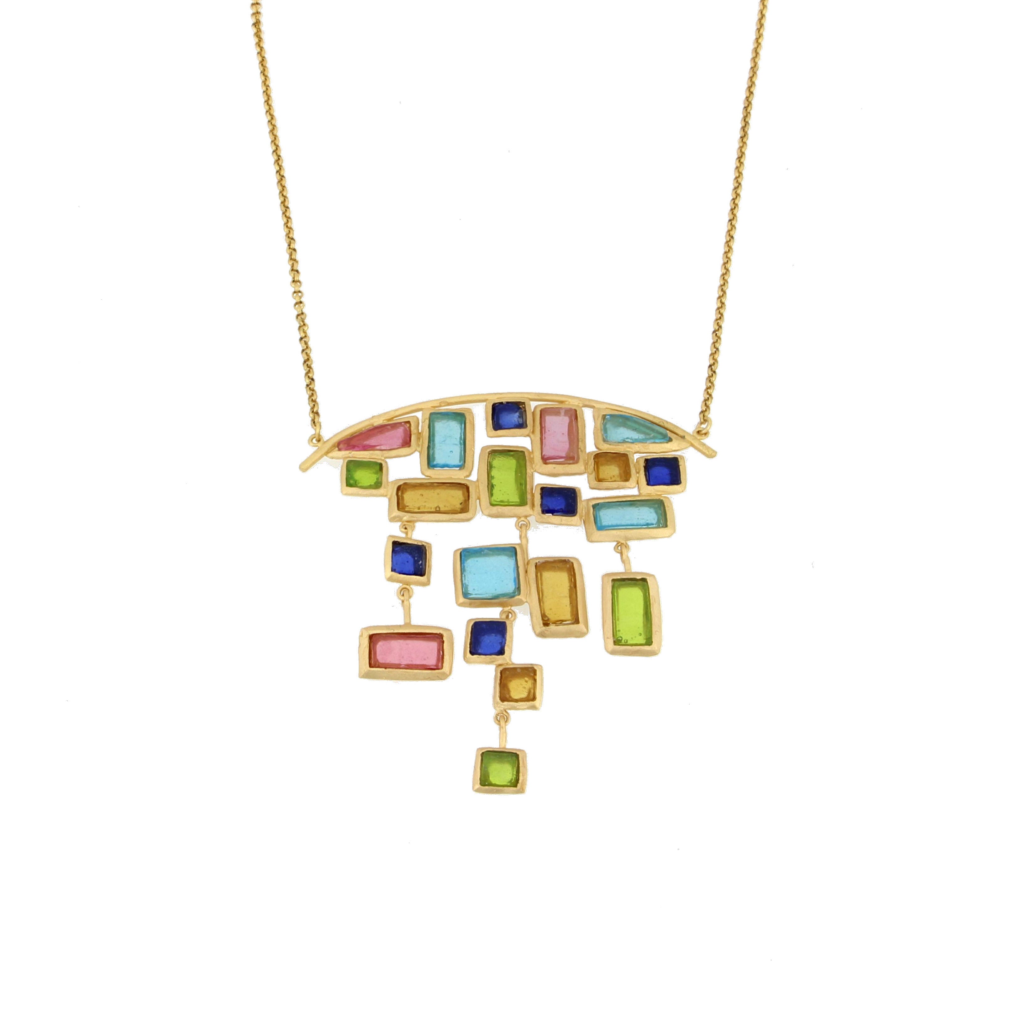 Mosaic Statement Necklace 16" Adj.