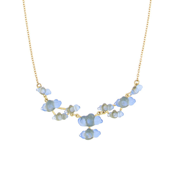 Cloud 16" Adj. Statement Necklace - Light Blue