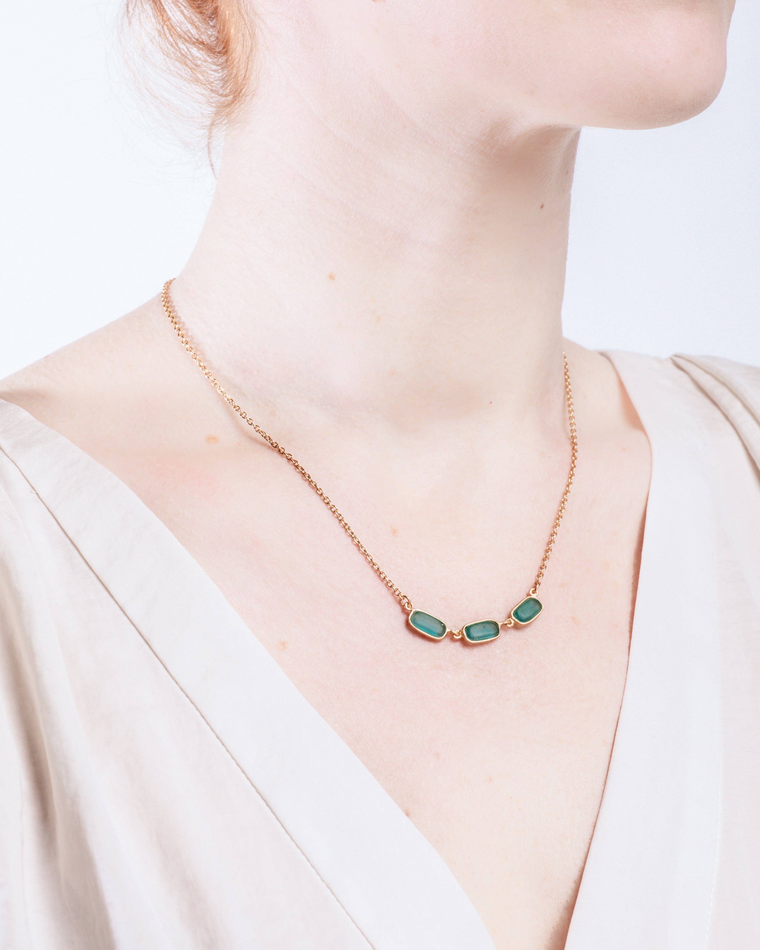 Geo Bubble Dainty Necklace - Teal