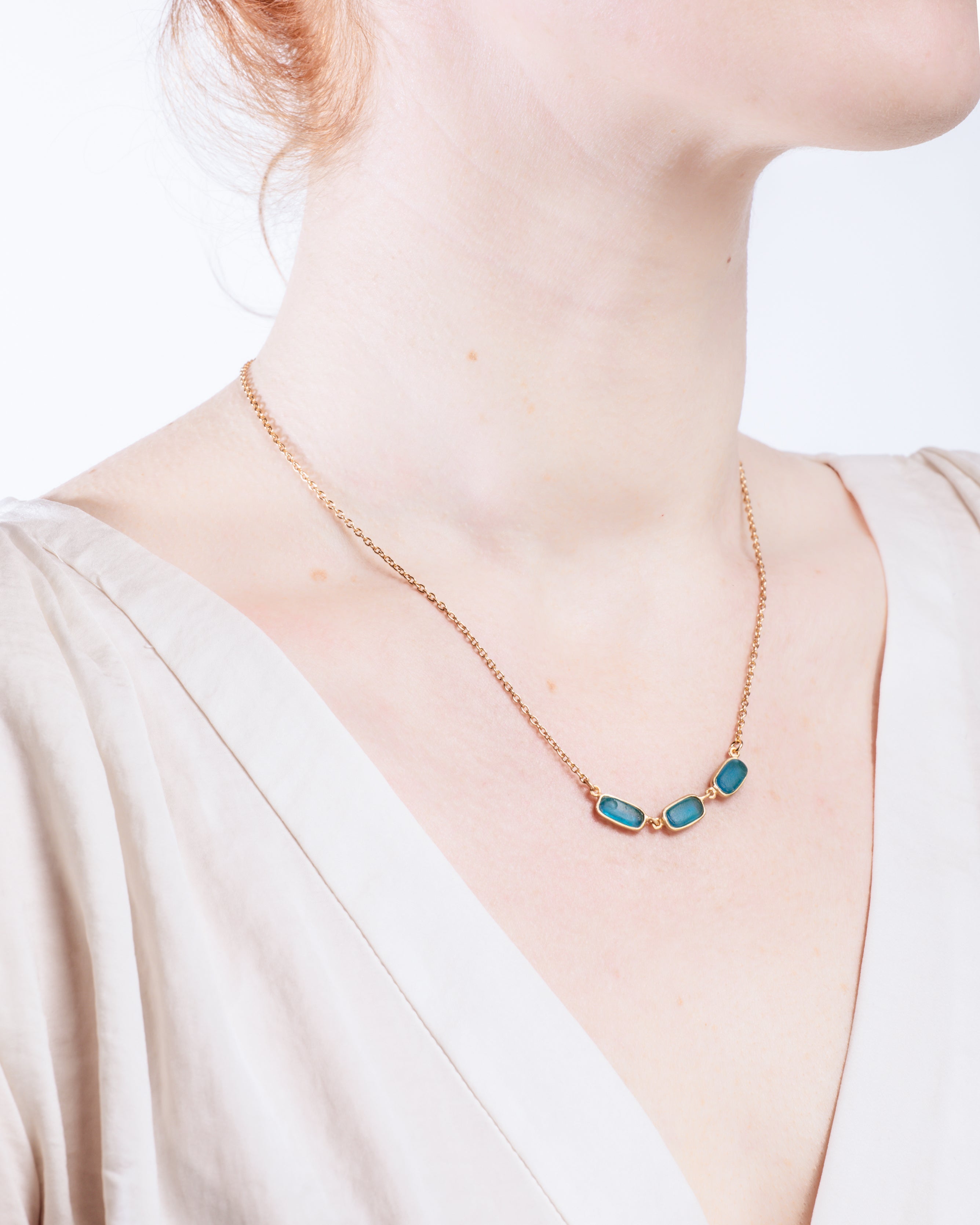 Geo Bubble Dainty Necklace - Turquoise