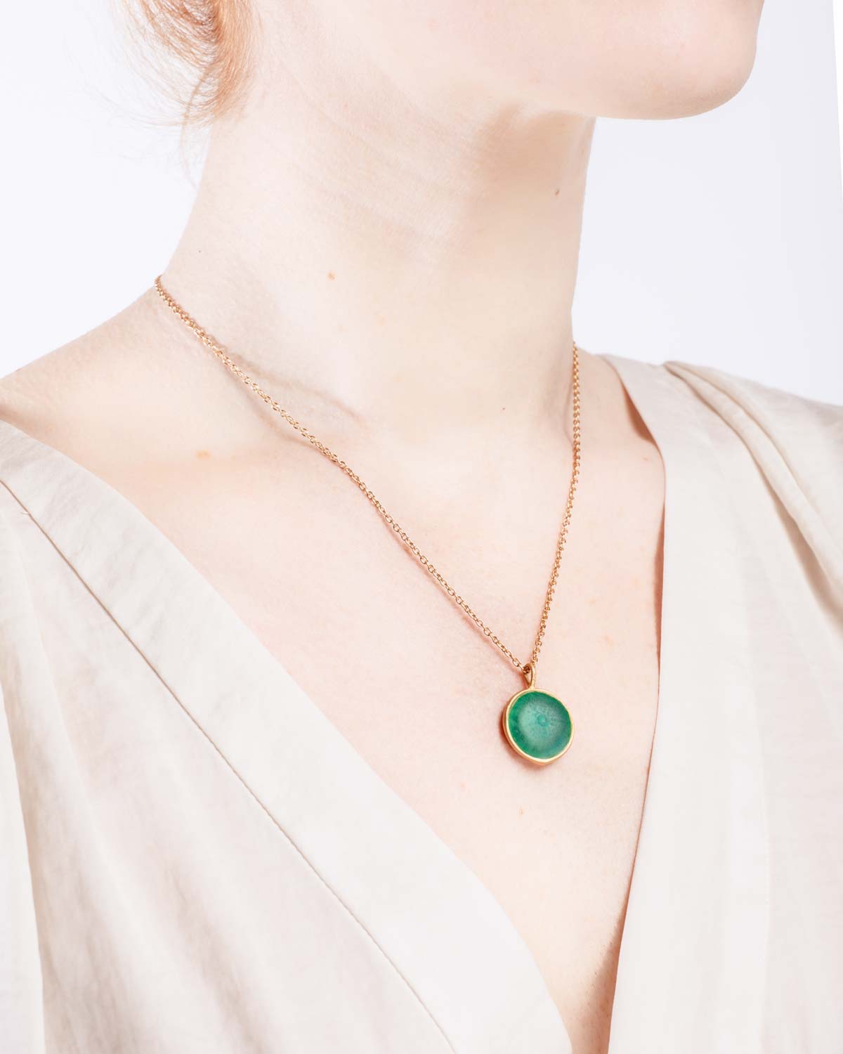 Under the Sea 16" Adj. Small Sea Urchin Pendant - Turquoise