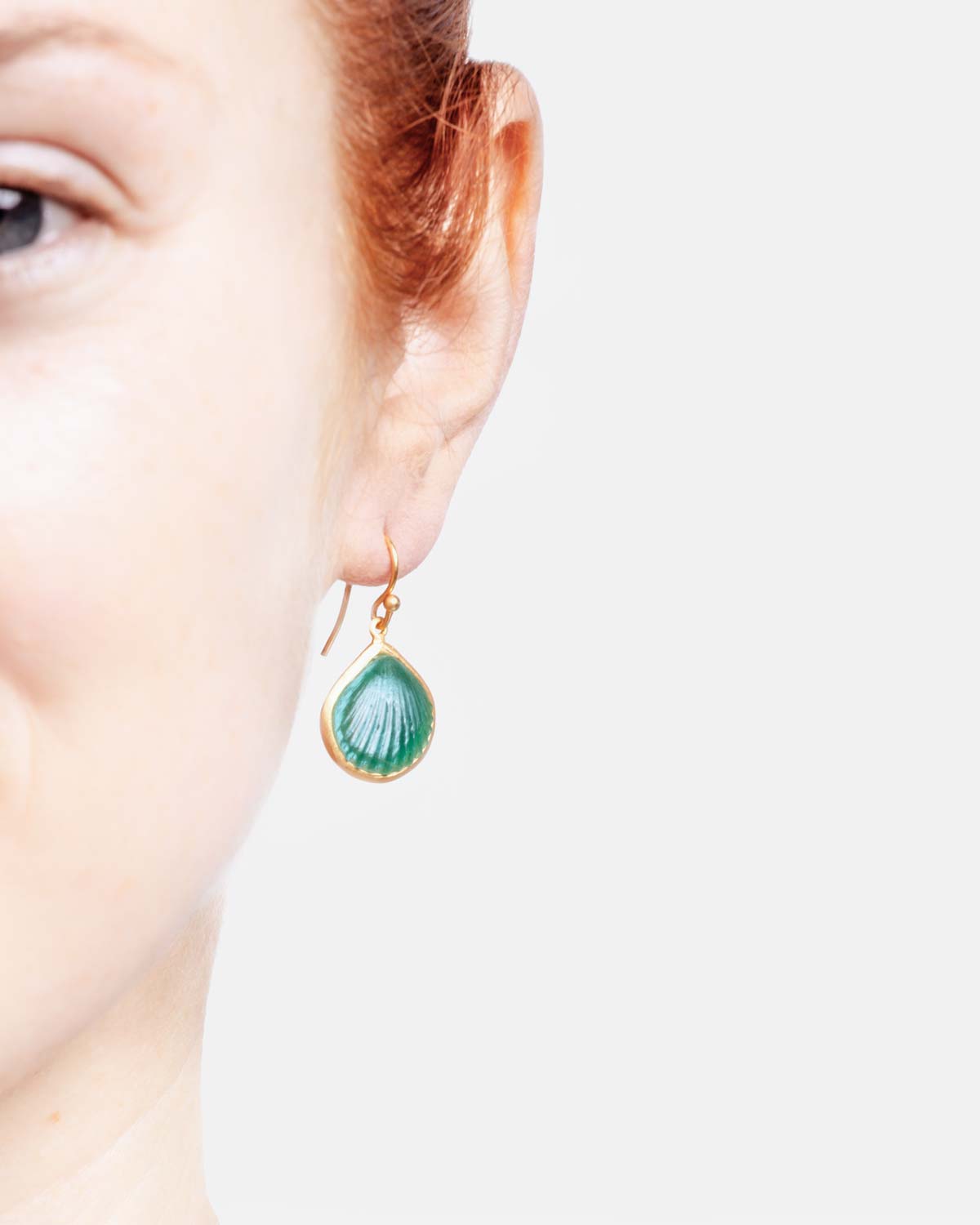 Under the Sea Shell Wire Earrings - Turquoise