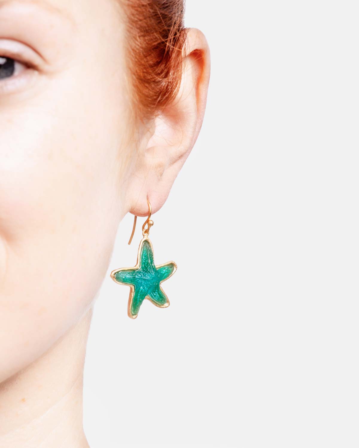 Under the Sea Starfish Wire Earrings - Teal