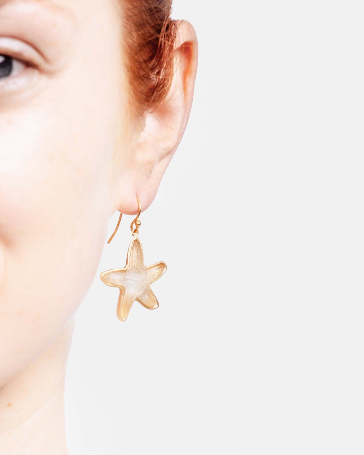 Under the Sea Starfish Wire Earrings - Frosted Clear
