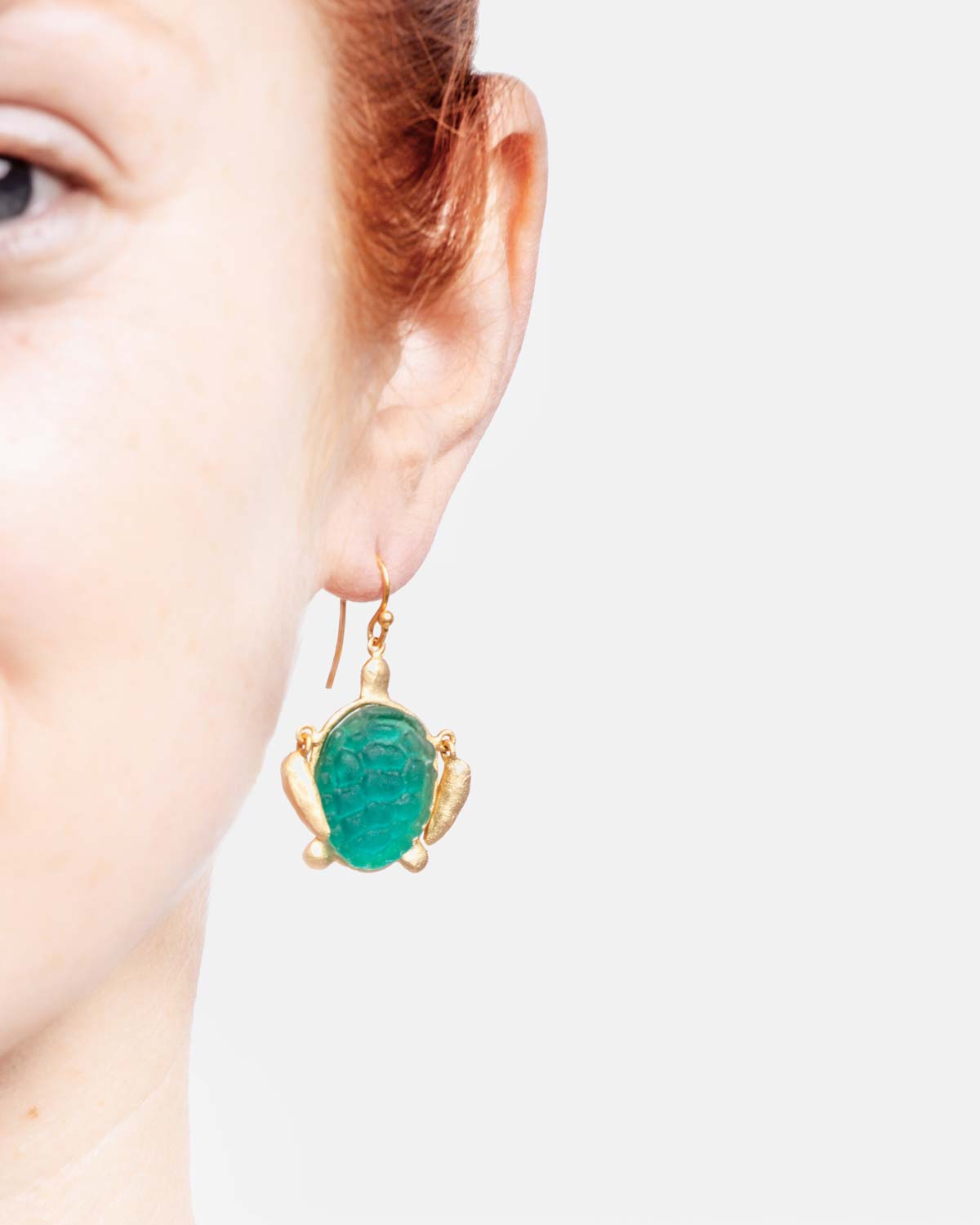 Under the Sea Turtle Wire Earrings - Teal