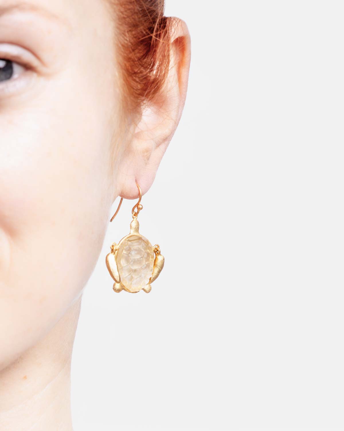Under the Sea Turtle Wire Earrings - Frosted Clear