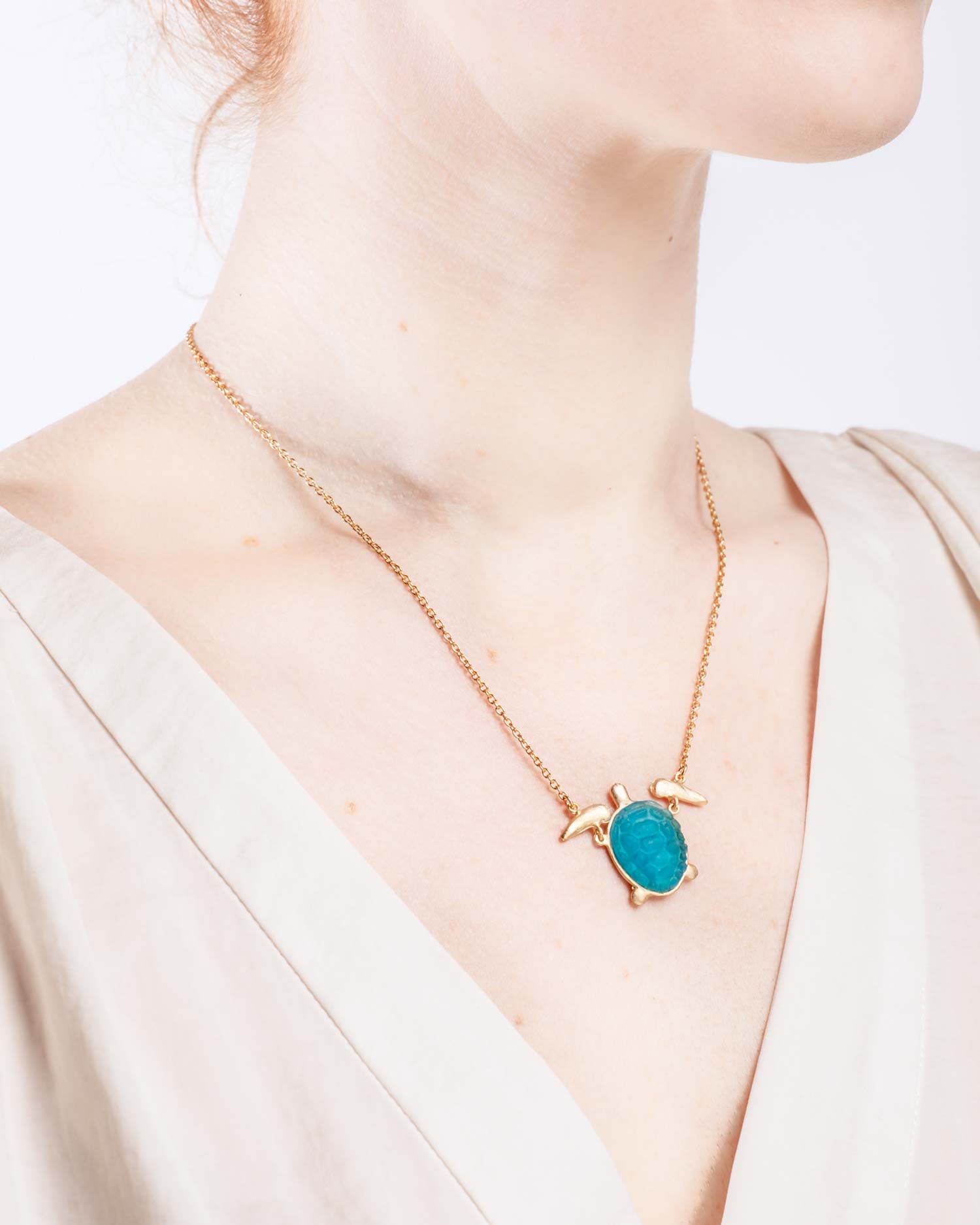 Under the Sea 16" Adj. Sea Turtle Pendant - Teal