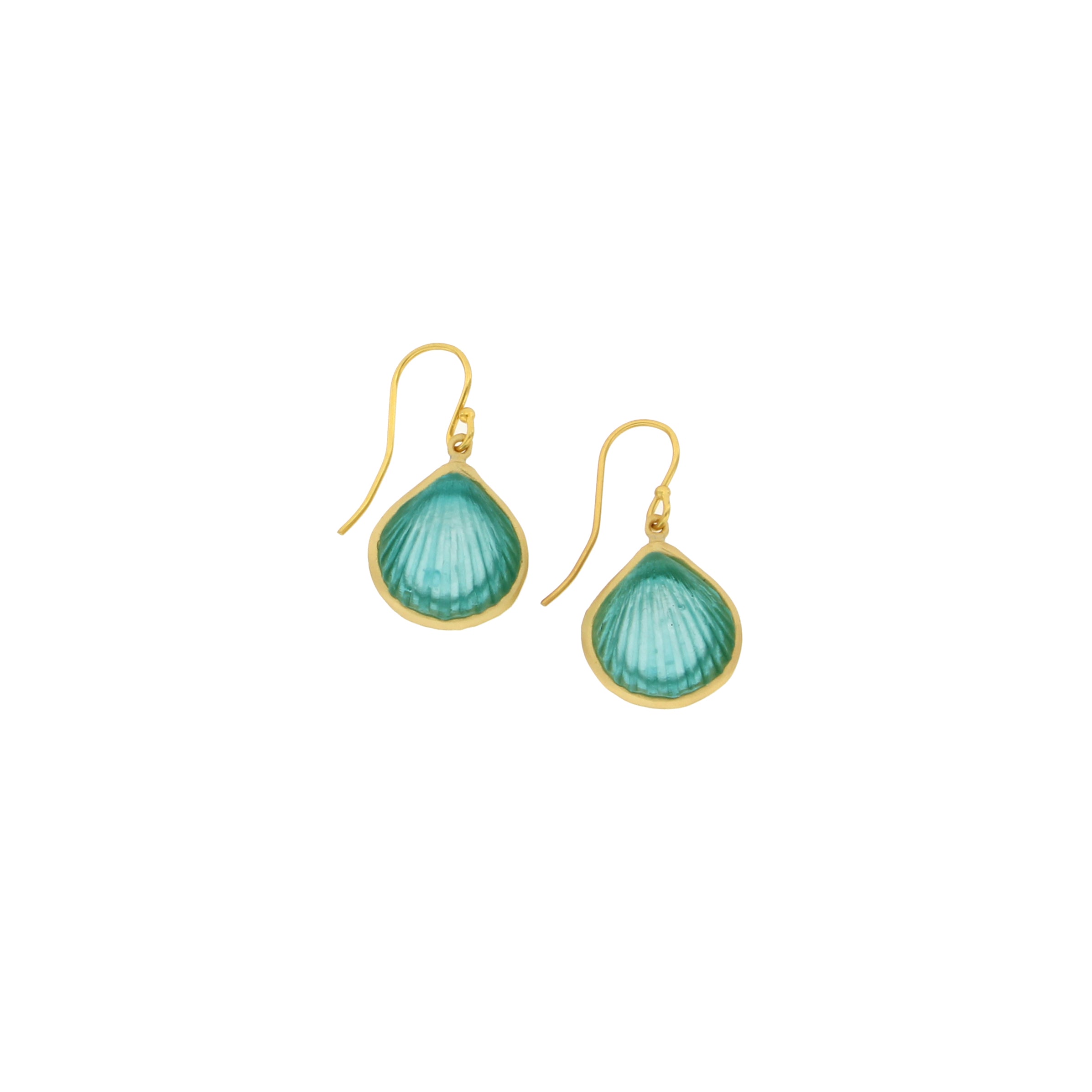 Under the Sea Shell Wire Earrings - Teal