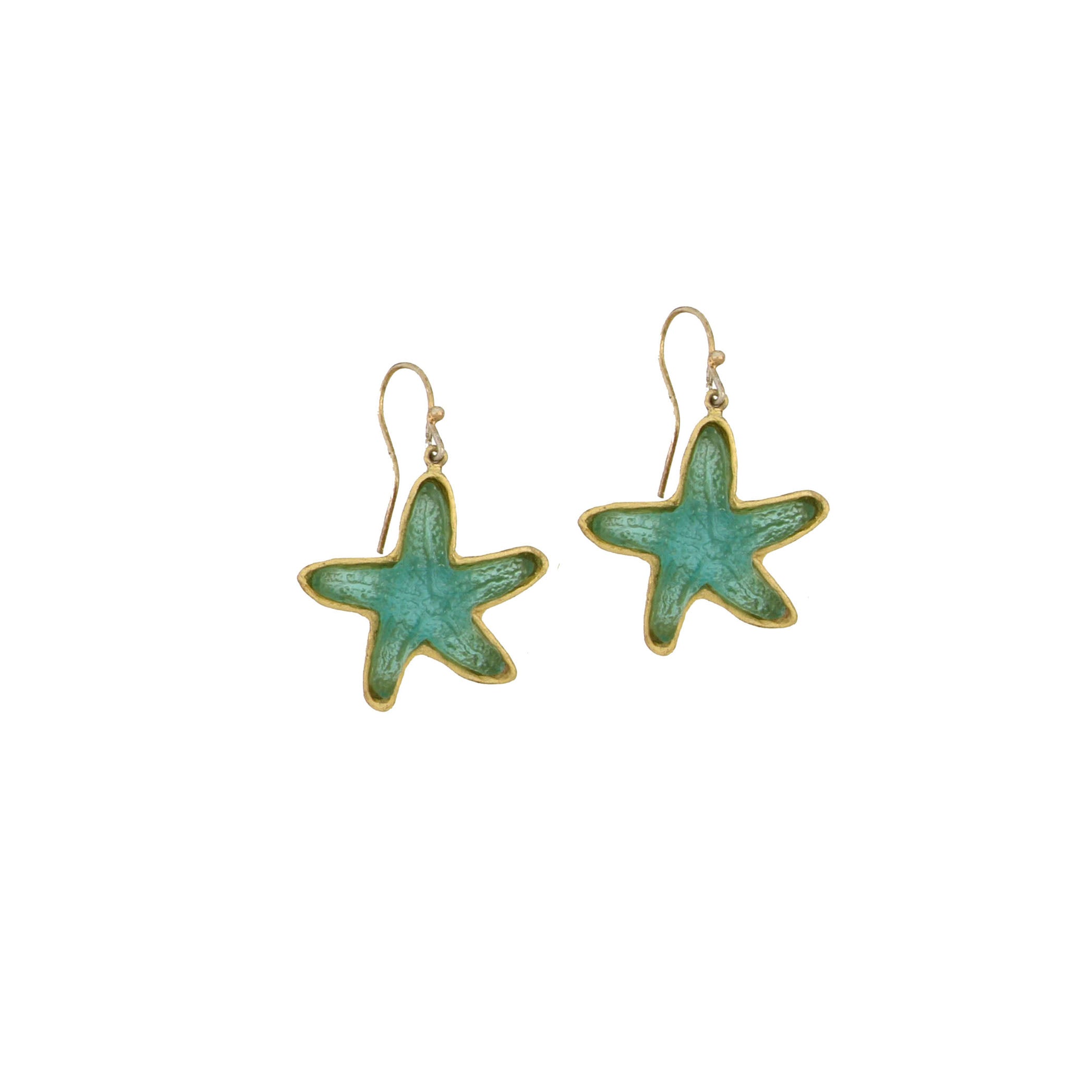 Under the Sea Starfish Wire Earrings - Teal