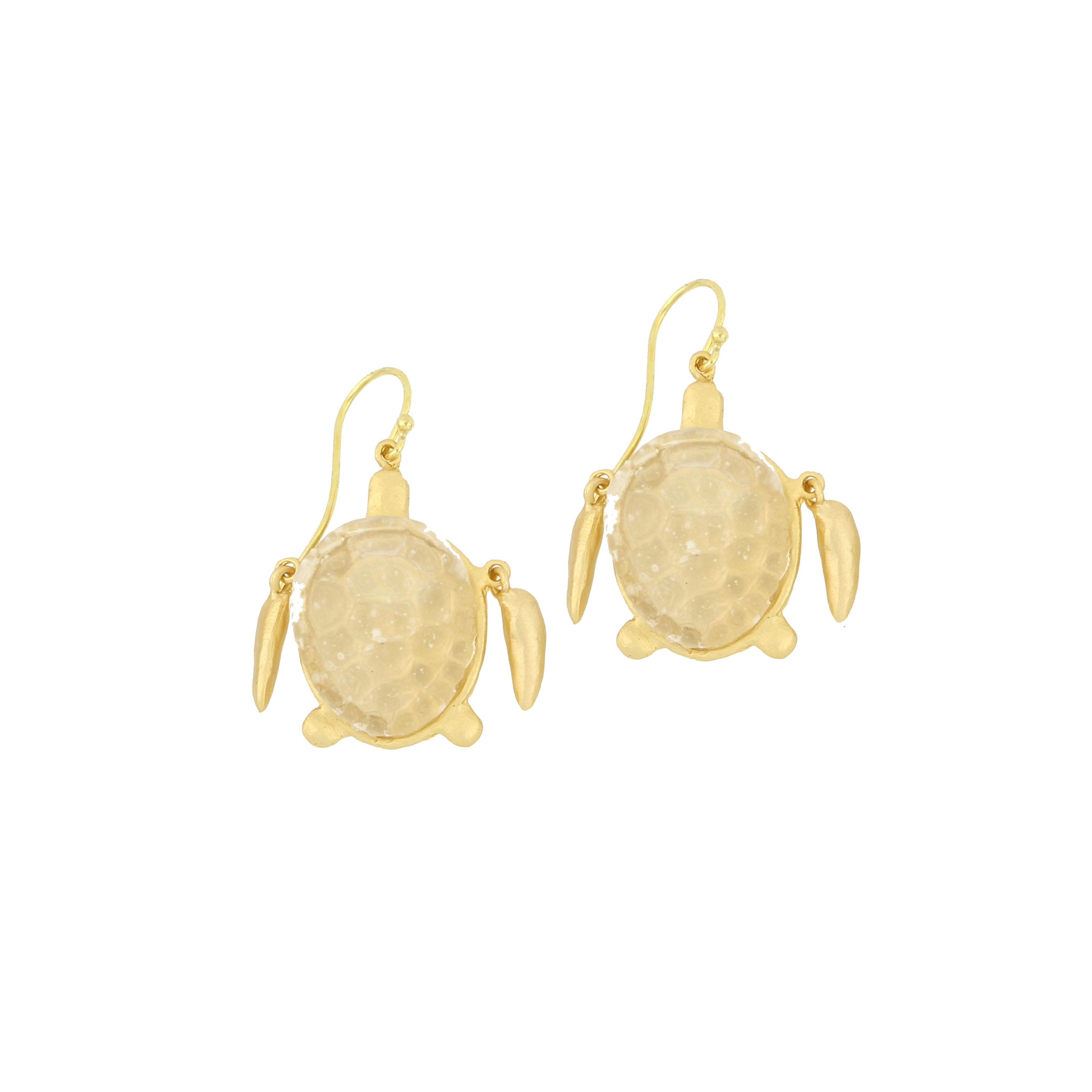 Under the Sea Turtle Wire Earrings - Frosted Clear