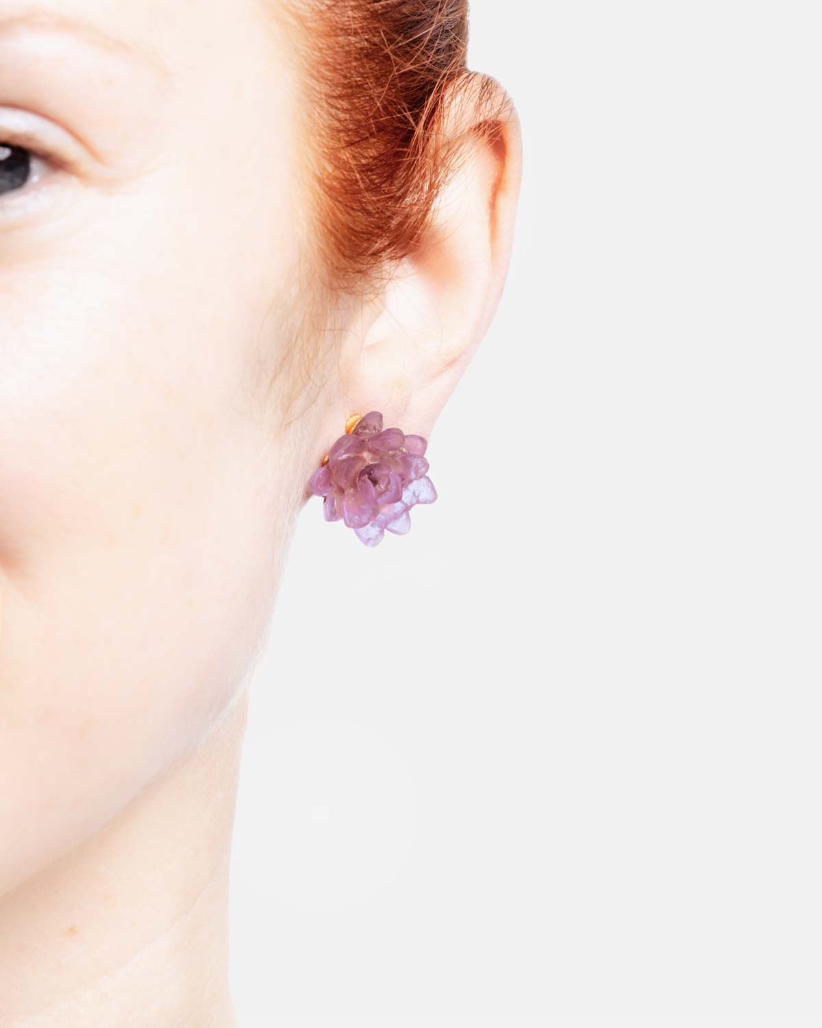 Water Lily Clip Earrings - Lavender