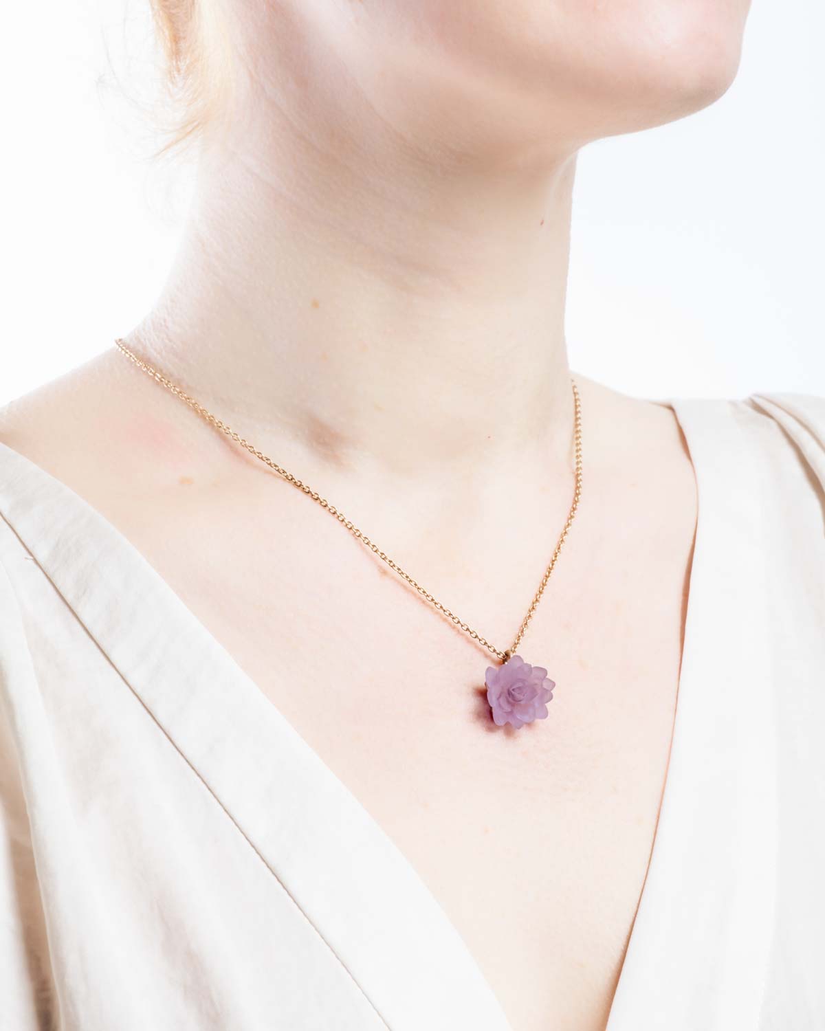 Water Lily 16" Adj. Flower Pendant - Lavender