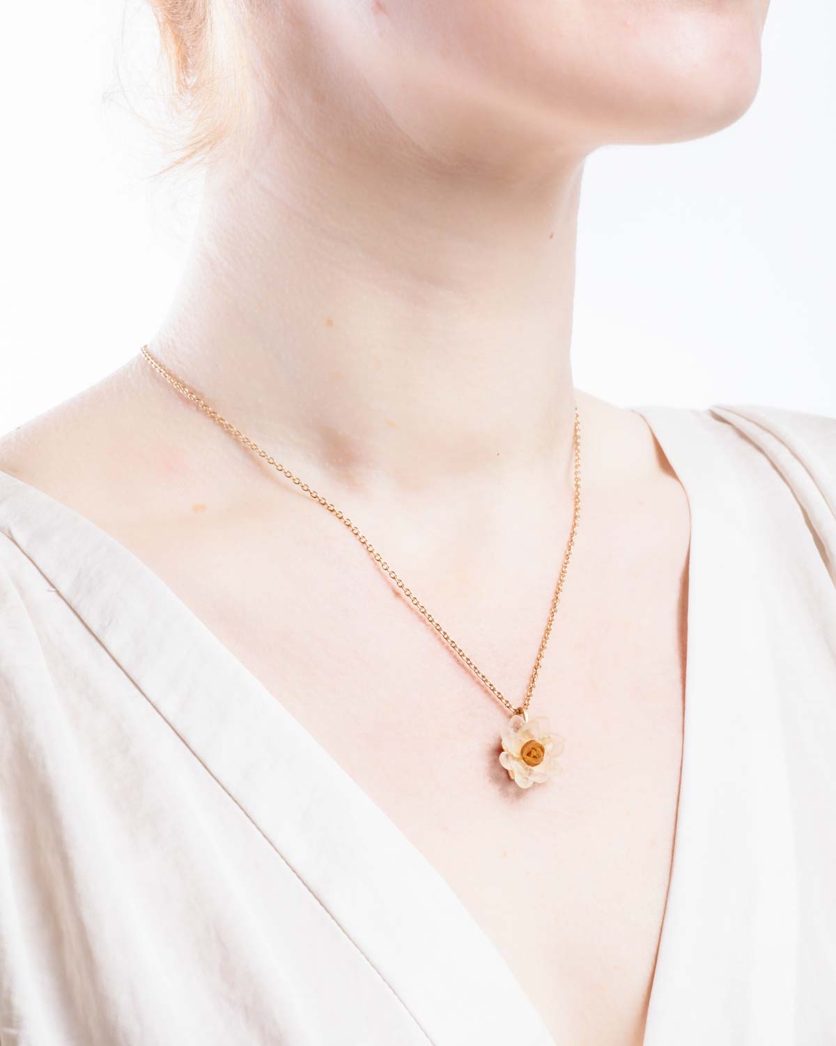 Water Lily 16" Adj. Flower Pendant - Frosted Clear and Butterscotch