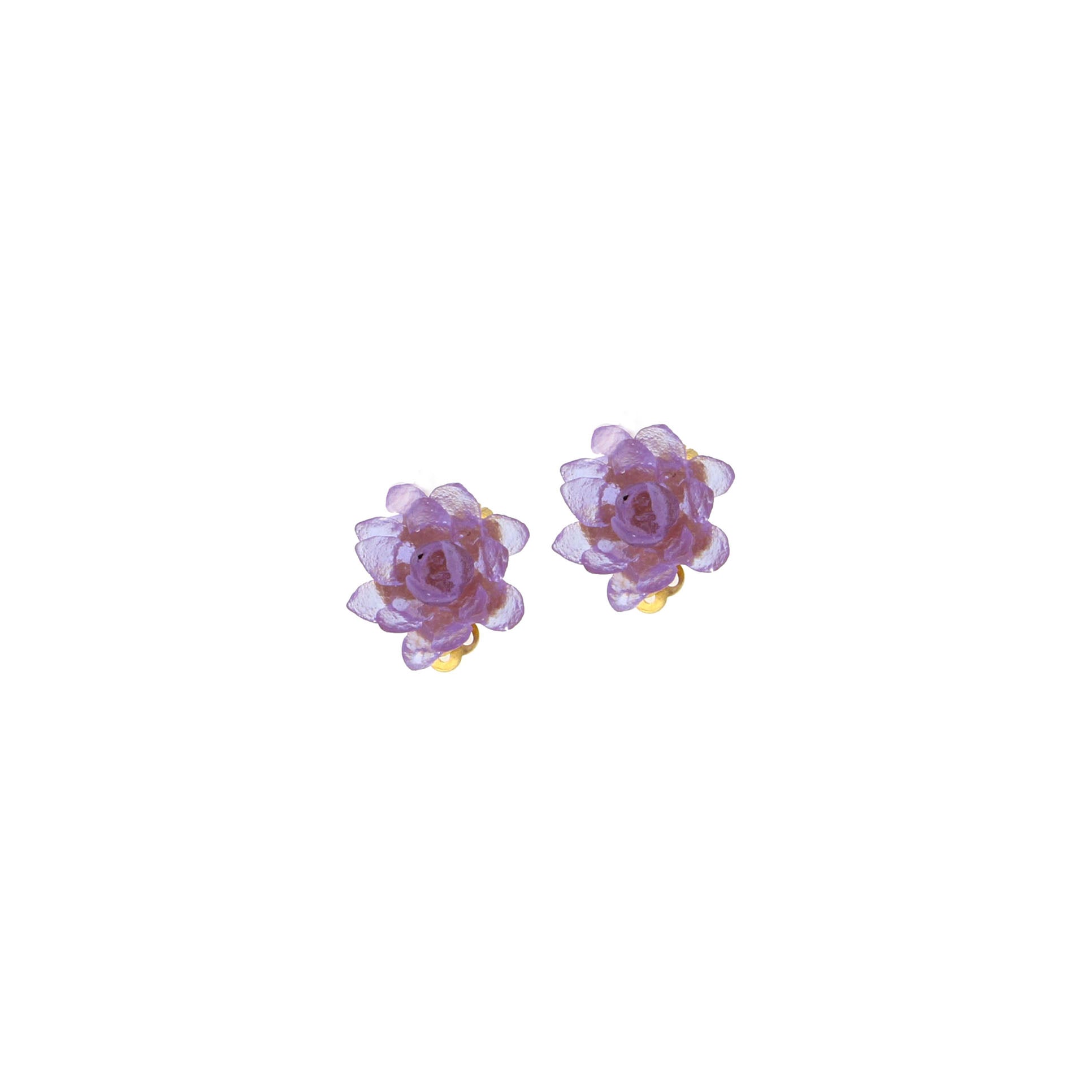 Water Lily Clip Earrings - Lavender