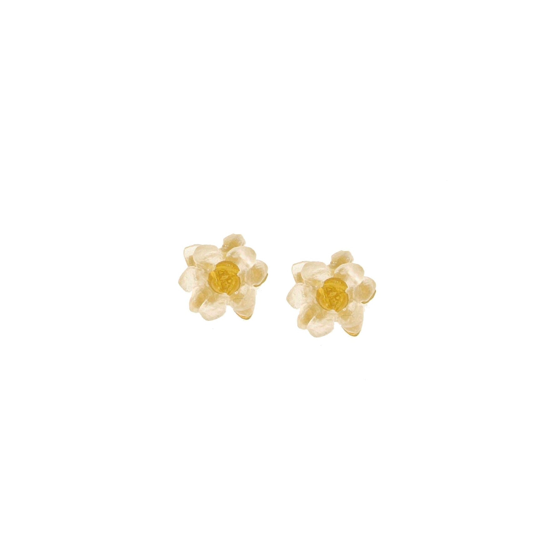 Water Lily Post Earrings - Frosted Clear and Butterscotch