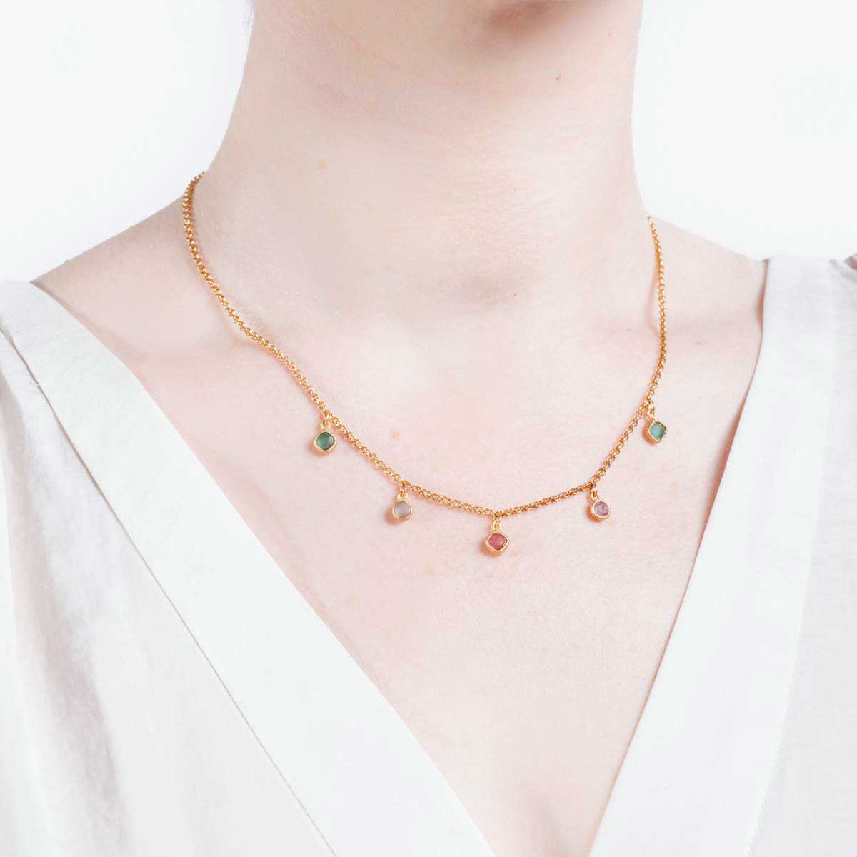 Diamond Drop 16" Adj. Dainty Necklace