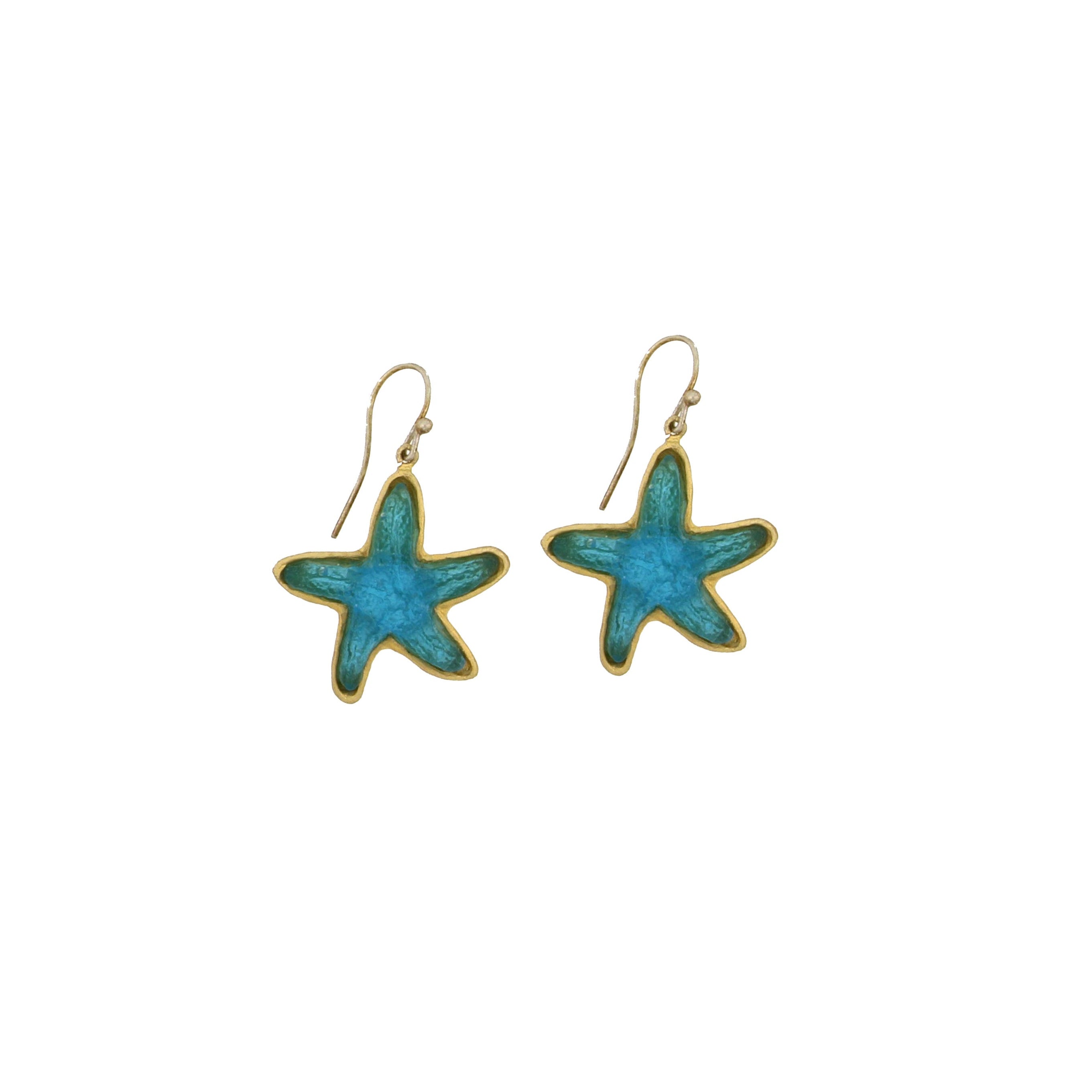 Under the Sea Starfish Wire Earrings - Turquoise