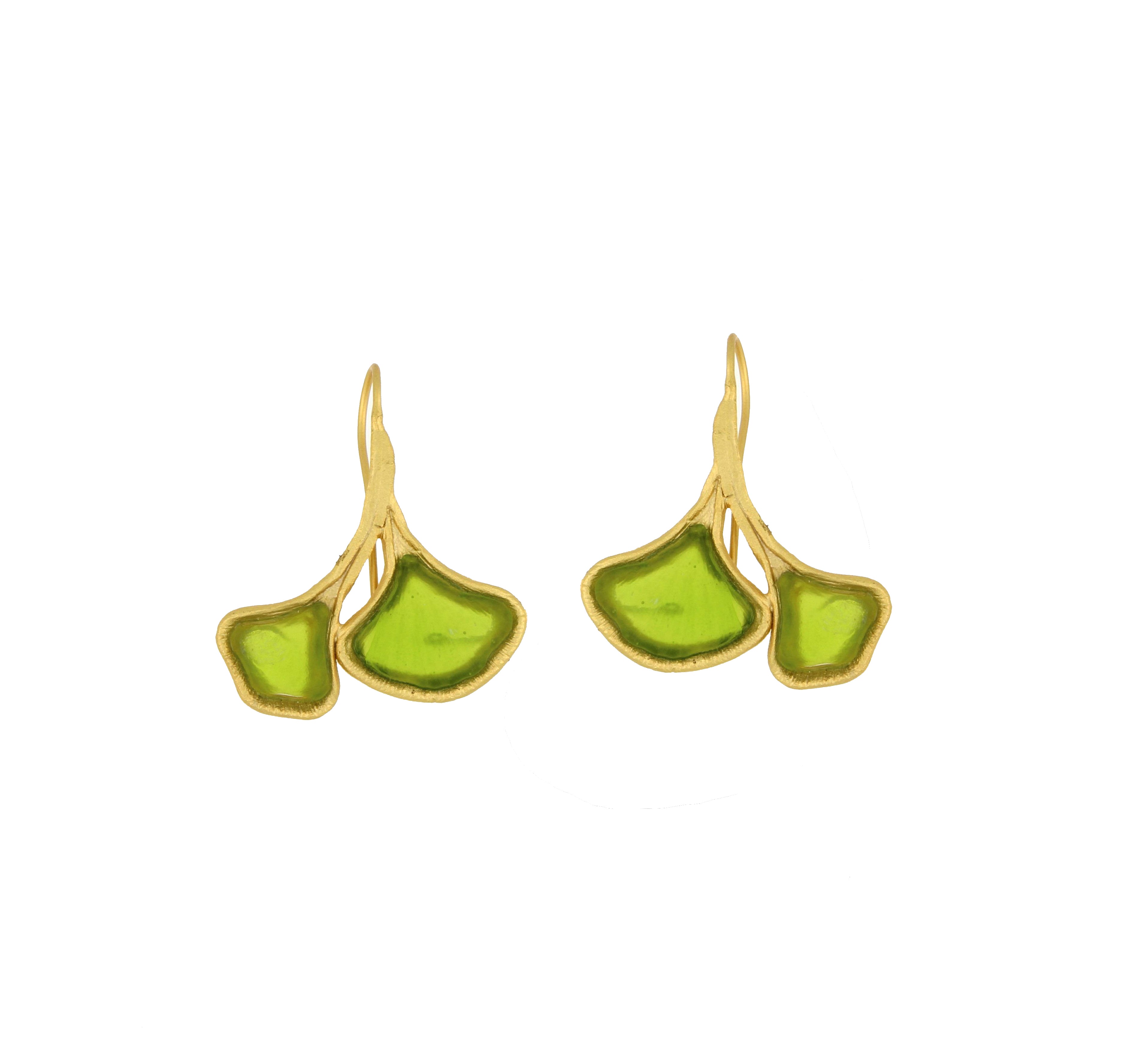 Ginkgo 2-Leaf Frozen Wire Earrings