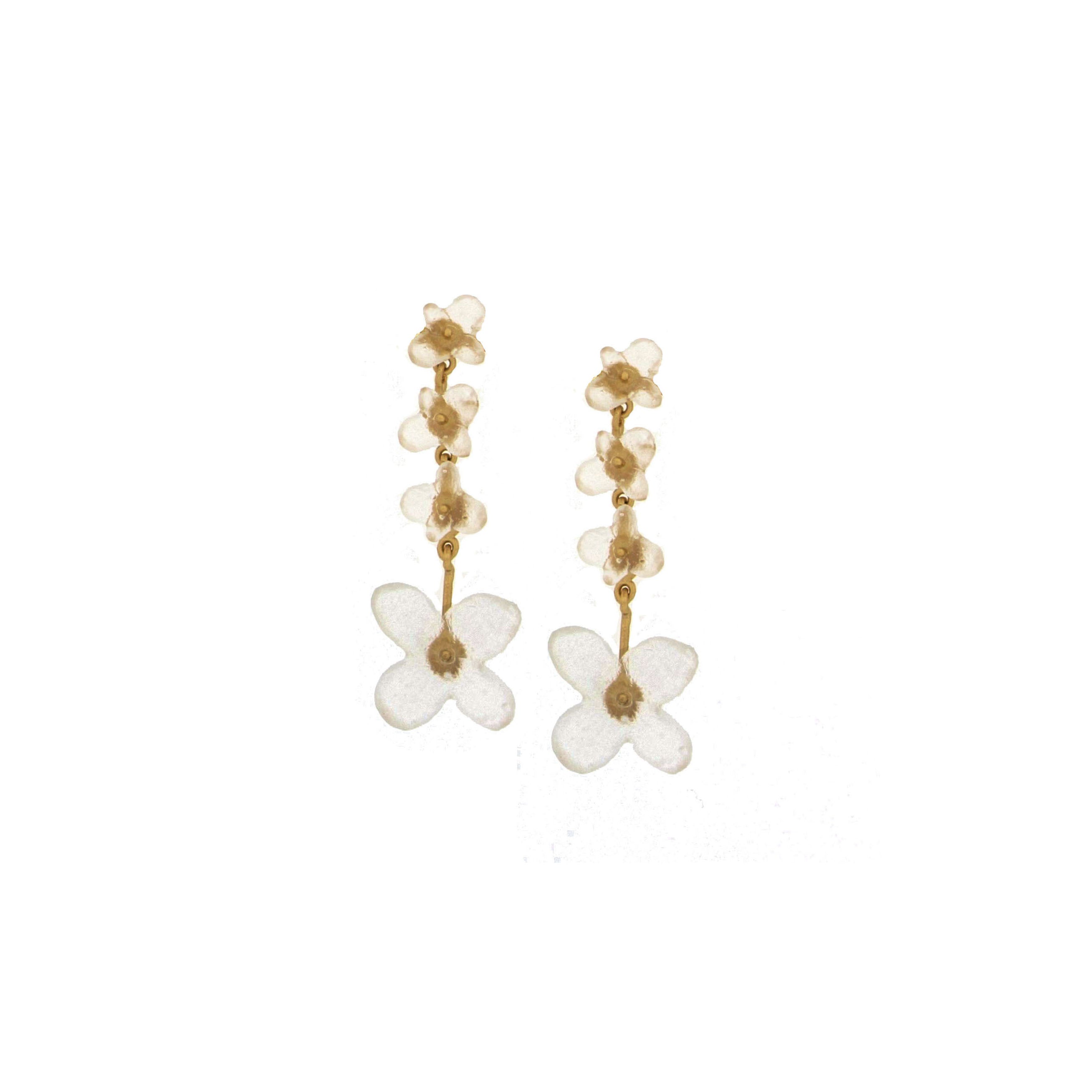 Hydrangea Drop Post Earrings - White