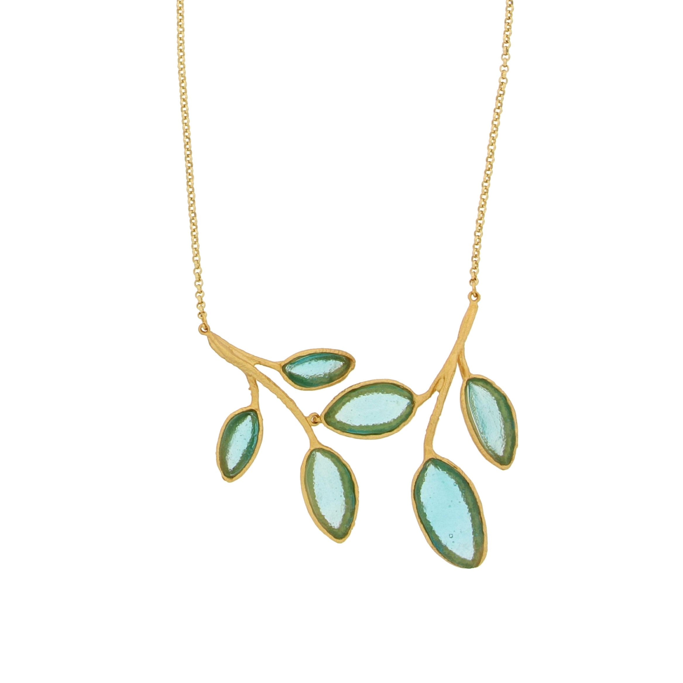 Sage 16" Adj Leaf Necklace - Teal