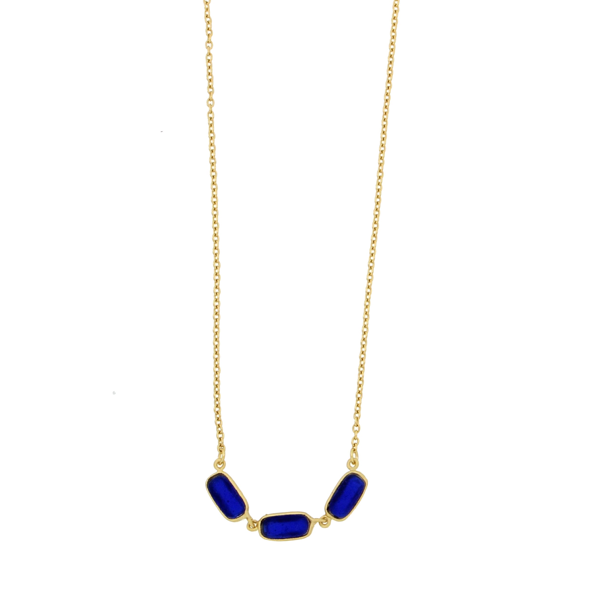 Geo Bubble Dainty Necklace - Cobalt