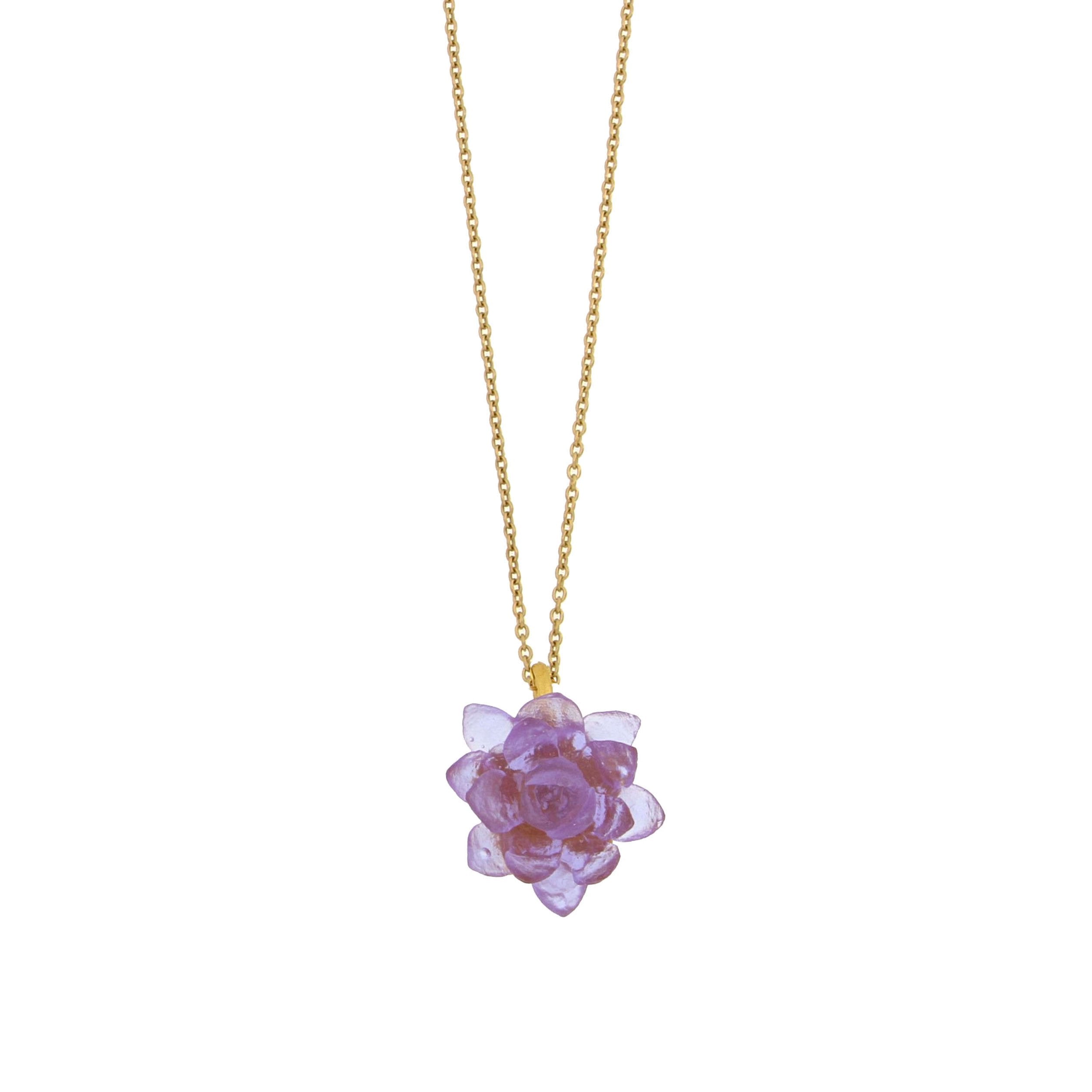 Water Lily 16" Adj. Flower Pendant - Lavender