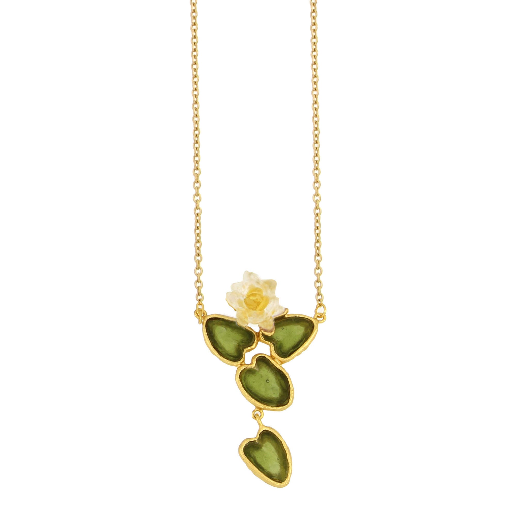 Water Lily 16" Adj. Pendant - Dark Green, Frosted Clear, Butterscotch